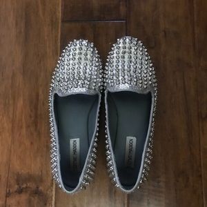 Metallic Silver Studded Flats
